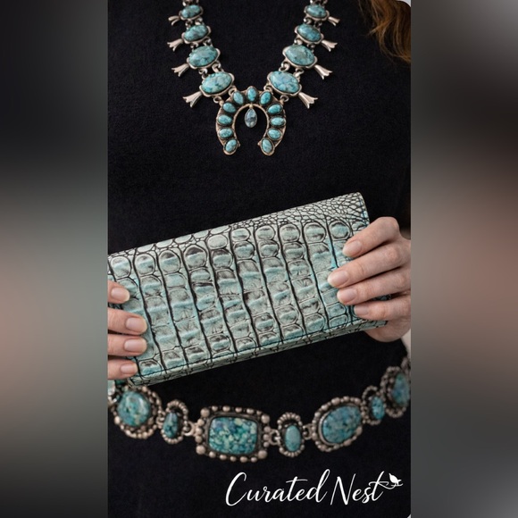 Juan Antonio Handbags - Juan Antonio Handmade Elegant Crocodile Embossed Leather Clutch Wallet 9 x4 NWOT